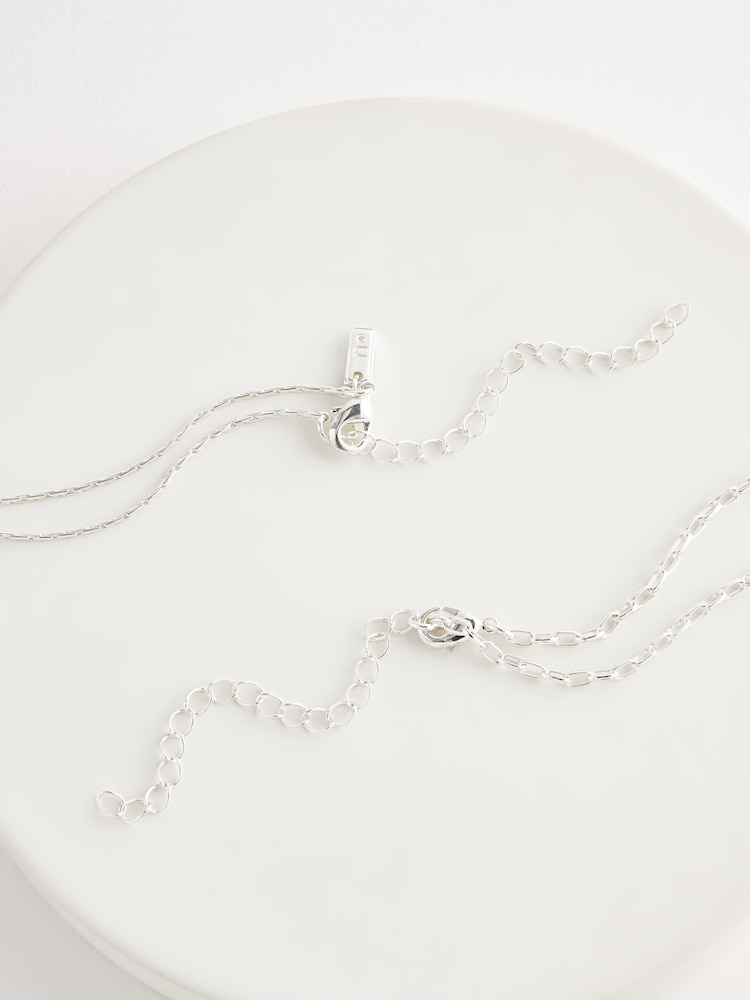 Silver Tone Stone 2 Layer Long Necklace - Image 4 of 4