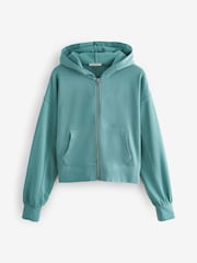 Зеленый - Raw Hem Detail Washed Zip Through худи - Изображение 5 из 6