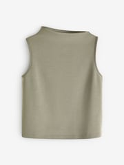 Khaki Green Premium Sleeveless Slash Neck Top - Image 5 of 6