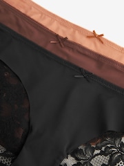 Black / Caramel Nude & Chocolate Nude Brazilian No VPL Lace Back Briefs 3 Pack - Image 13 of 13
