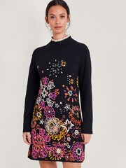 Monsoon Black Embroidered Eve Dress - Image 1 of 5