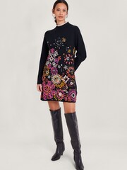 Monsoon Black Embroidered Eve Dress - Image 2 of 5