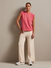 Coral Orange/Red Relaxed Fit Sleeveless Sweat Tank Top - Image 2 of 6