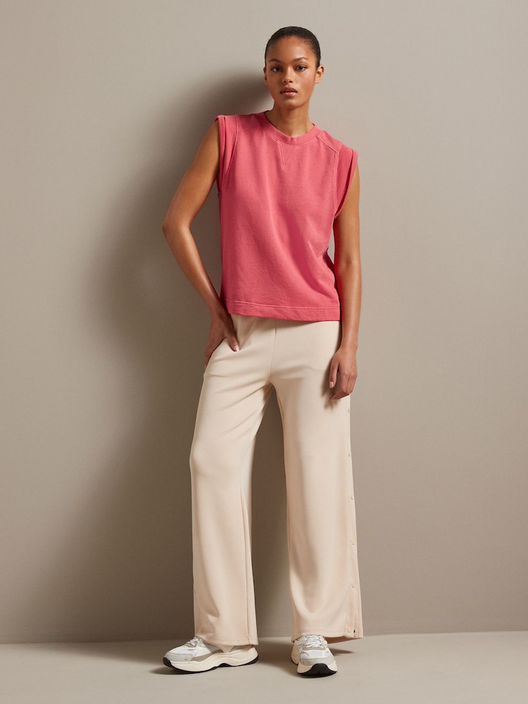 Coral Orange/Red Relaxed Fit Sleeveless Sweat Tank Top - Image 2 of 6
