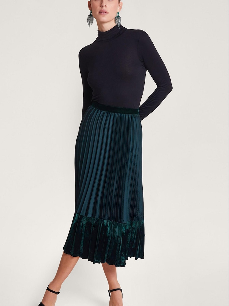 Monsoon Green Brielle Pleated Midi Skirt - Image 1 of 5