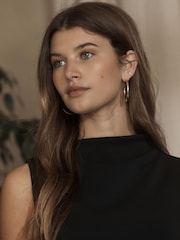 Black Premium Sleeveless Slash Neck Top - Image 4 of 6