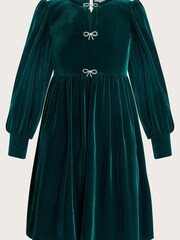 Monsoon Green Evie Velvet Bow Dress - Image 5 of 5