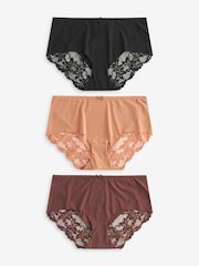 Black / Caramel Nude & Chocolate Nude Midi No VPL Lace Back Briefs 3 Pack - Image 11 of 14