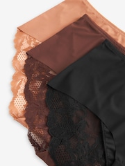 Black / Caramel Nude & Chocolate Nude Midi No VPL Lace Back Briefs 3 Pack - Image 14 of 14