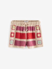 Multi Relaxed Fit Square Knitted Crochet Shorts - Image 5 of 6