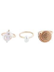 Gold Tone Shell Rings Pack - Image 3 of 3