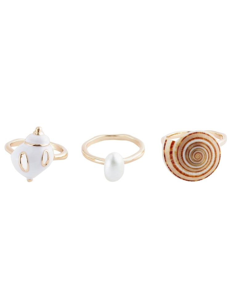 Gold Tone Shell Rings Pack - Image 3 of 3 Gold Tone Shell Rings Pack - Image 3 of 3