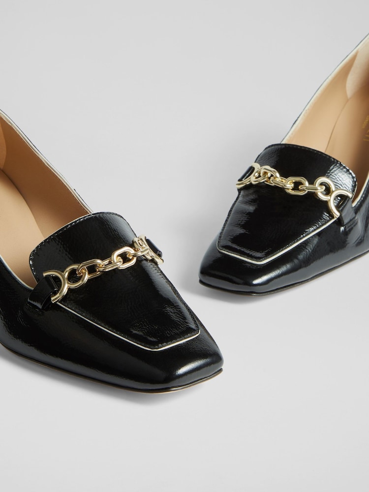 LK Bennett Black Crinkle Patent Leather Johanna Snaffle Courts - Image 4 of 4