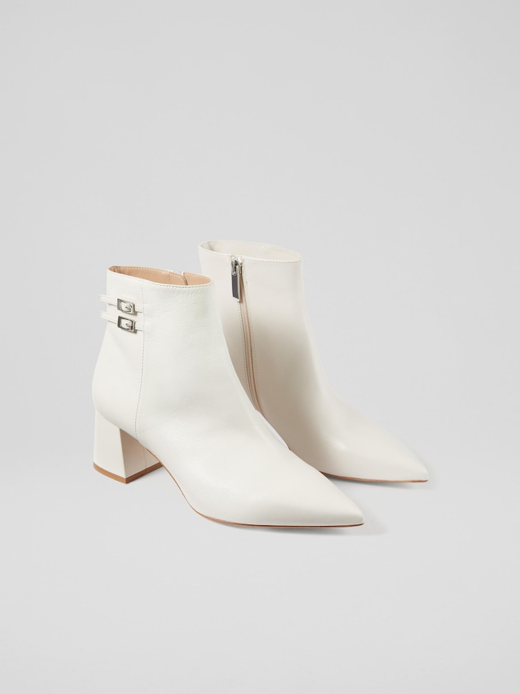 LK Bennett Cream Missy Leather Ankle Boots - Image 2 of 6