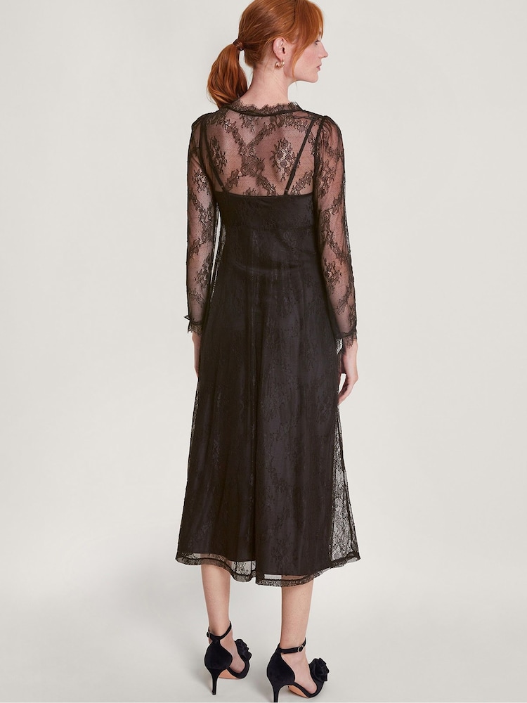 Monsoon Blakely Lace Corsage Black Dress - Image 2 of 5
