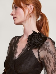 Monsoon Blakely Lace Corsage Black Dress - Image 4 of 5