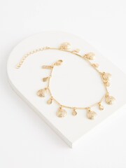 Gold Tone Disk Drop Anklet - Image 1 of 2