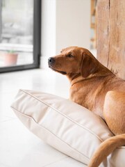 Lords and Labradors Natural Handled Dog Cushion Rhino Leather - Image 2 of 7