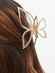 Gold Tone Butterfly Sparkle Hair Claw - Image 1 of 4