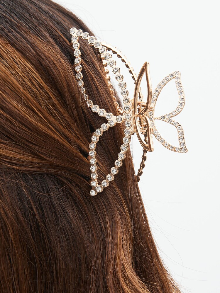 Gold Tone Butterfly Sparkle Hair Claw - Image 1 of 4