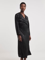 JD Williams Black Wetlook Twist Front Dress - Image 1 of 4