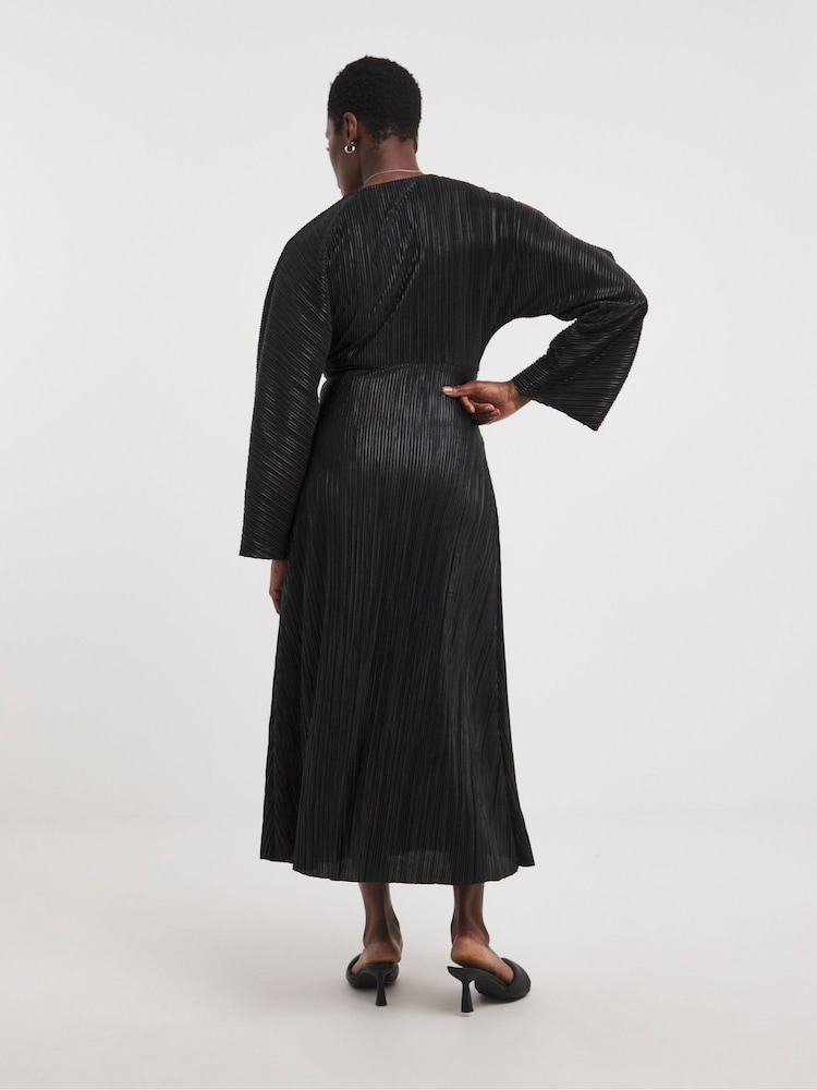 JD Williams Black Wetlook Twist Front Dress - Image 2 of 4