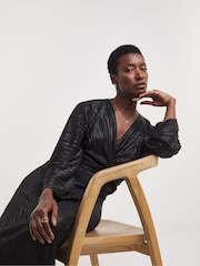 JD Williams Black Wetlook Twist Front Dress - Image 3 of 4