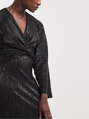 JD Williams Black Wetlook Twist Front Dress - Image 4 of 4