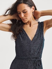 JD Williams Black Sparkle Plunge Sleeveless Jumpsuit - Image 4 of 4