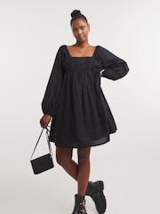 Simply Be Black Broderie Detail Skater Dress - Image 1 of 4