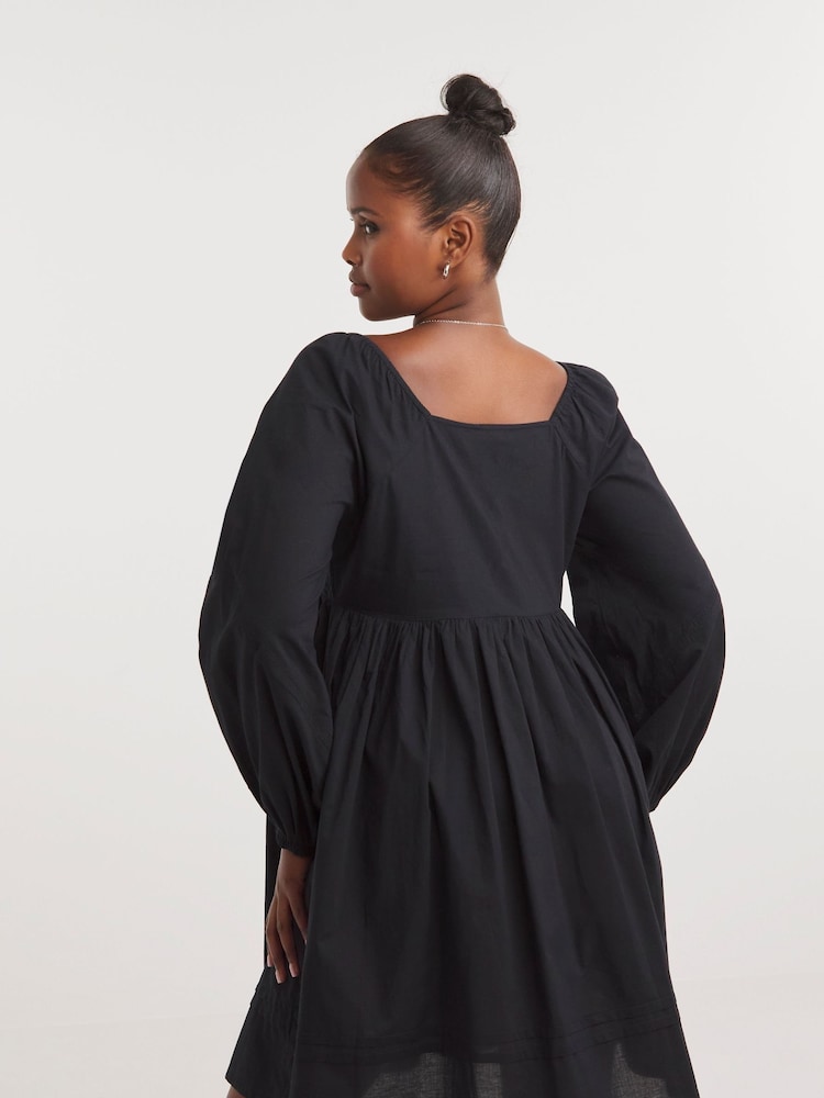 Simply Be Black Broderie Detail Skater Dress - Image 2 of 4
