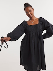 Simply Be Black Broderie Detail Skater Dress - Image 3 of 4