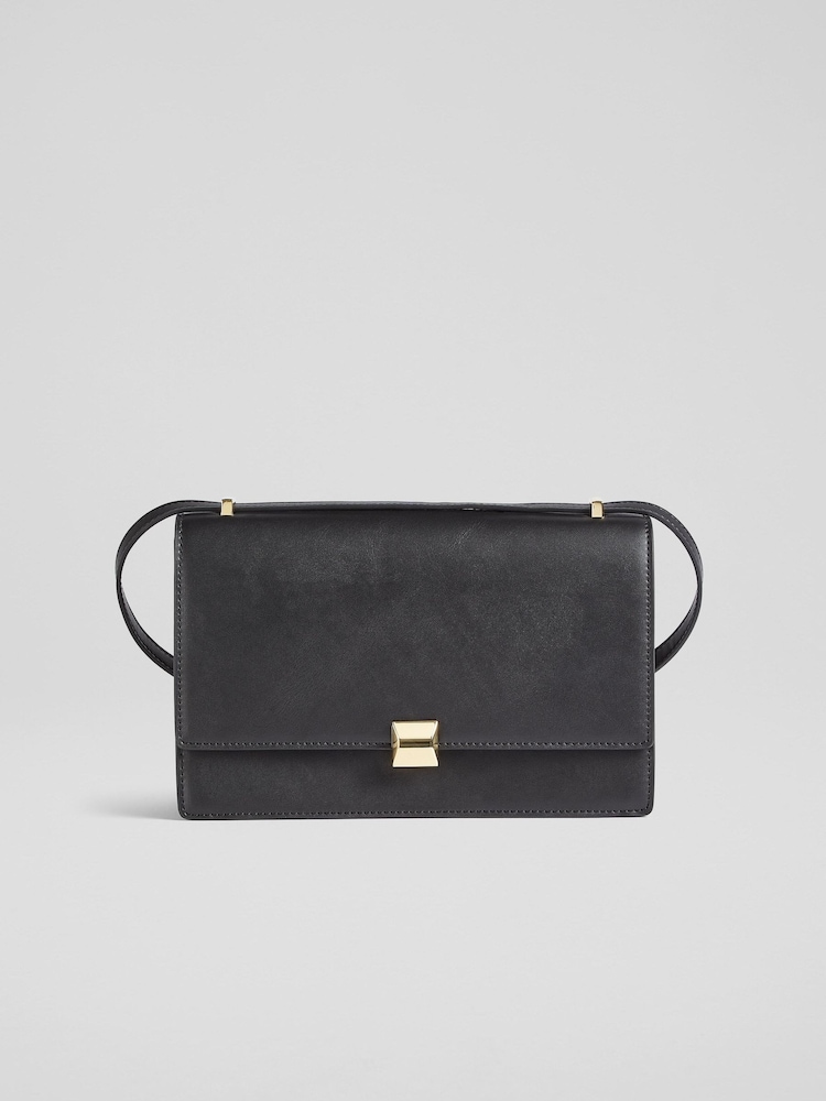 LK Bennett Black Ottie Vegan Leather Shoulder Bag - Image 1 of 3