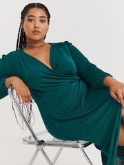 Simply Be Green Slinky Midi Dress - Image 1 of 4