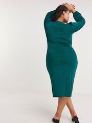 Simply Be Green Slinky Midi Dress - Image 2 of 4
