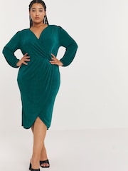 Simply Be Green Slinky Midi Dress - Image 3 of 4