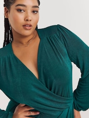 Simply Be Green Slinky Midi Dress - Image 4 of 4
