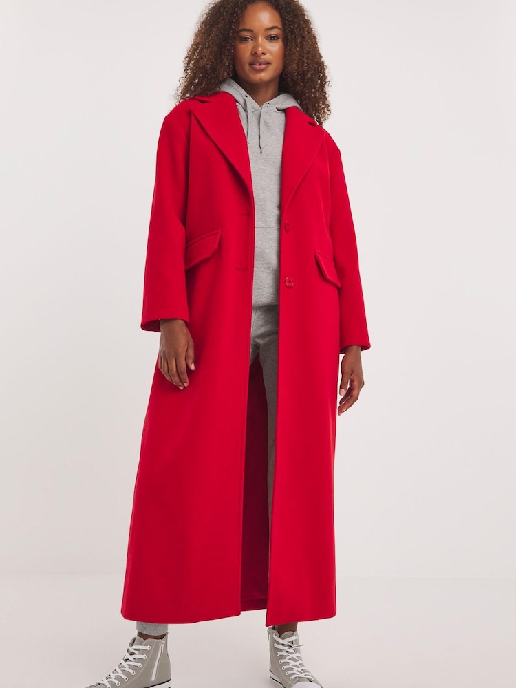 Simply Be Red Faux Fur Maxi Coat - Image 1 of 4