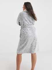 Simply Be Grey Zebra Print Pretty Secrets Tie Waist Dressing Gown - Image 2 of 4