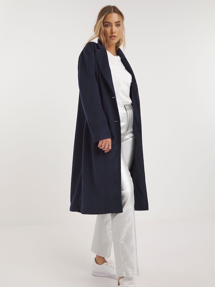 Simply Be Blue Faux Wool Relaxed Blazer Coat - Image 1 of 4 Simply Be Blue Faux Wool Relaxed Blazer Coat - Image 1 of 4