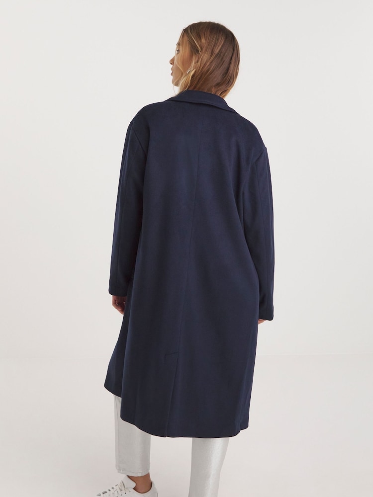 Simply Be Blue Faux Wool Relaxed Blazer Coat - Image 2 of 4 Simply Be Blue Faux Wool Relaxed Blazer Coat - Image 2 of 4