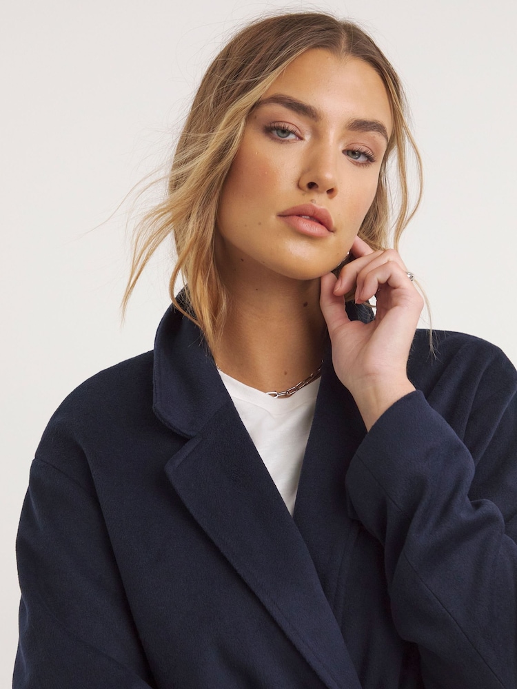 Simply Be Blue Faux Wool Relaxed Blazer Coat - Image 4 of 4 Simply Be Blue Faux Wool Relaxed Blazer Coat - Image 4 of 4