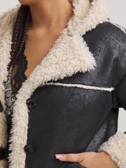 Simply Be Black Premium Hooded Aviator Coat - Image 4 of 4