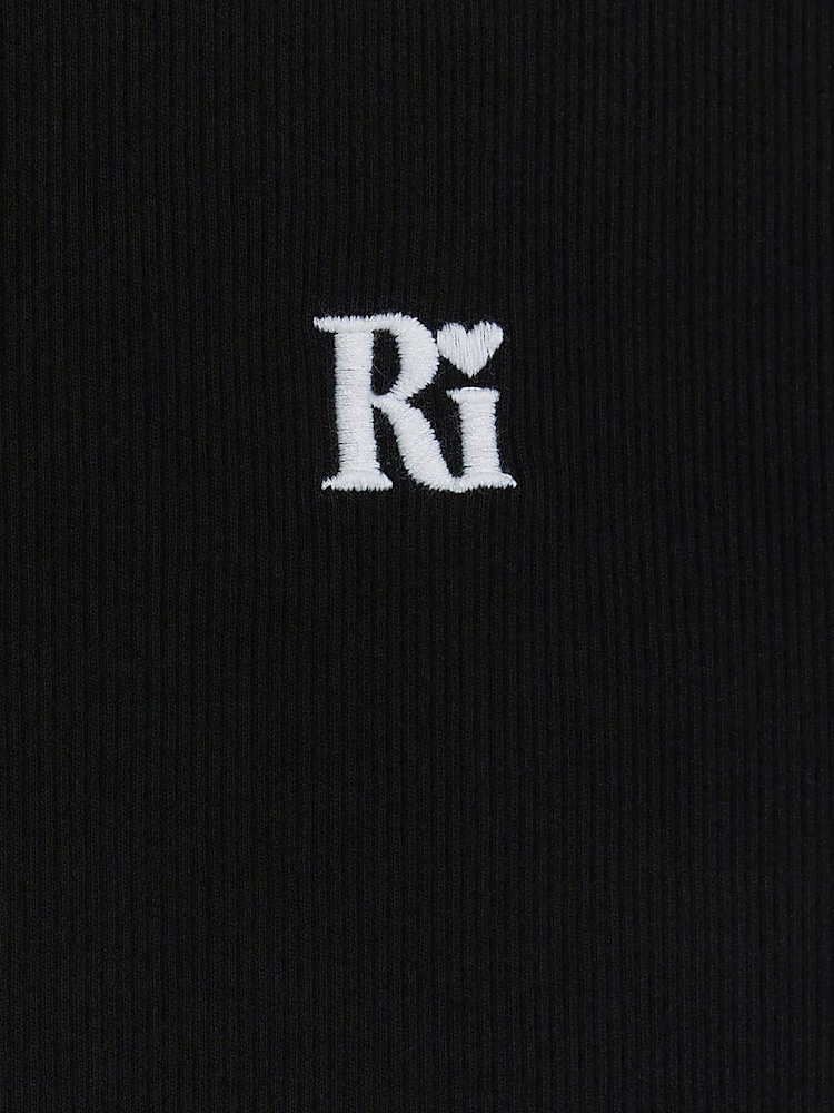 River Island Black 100% Cotton Lettuce Hem Rib Top - Image 4 of 4 River Island Black 100% Cotton Lettuce Hem Rib Top - Image 4 of 4
