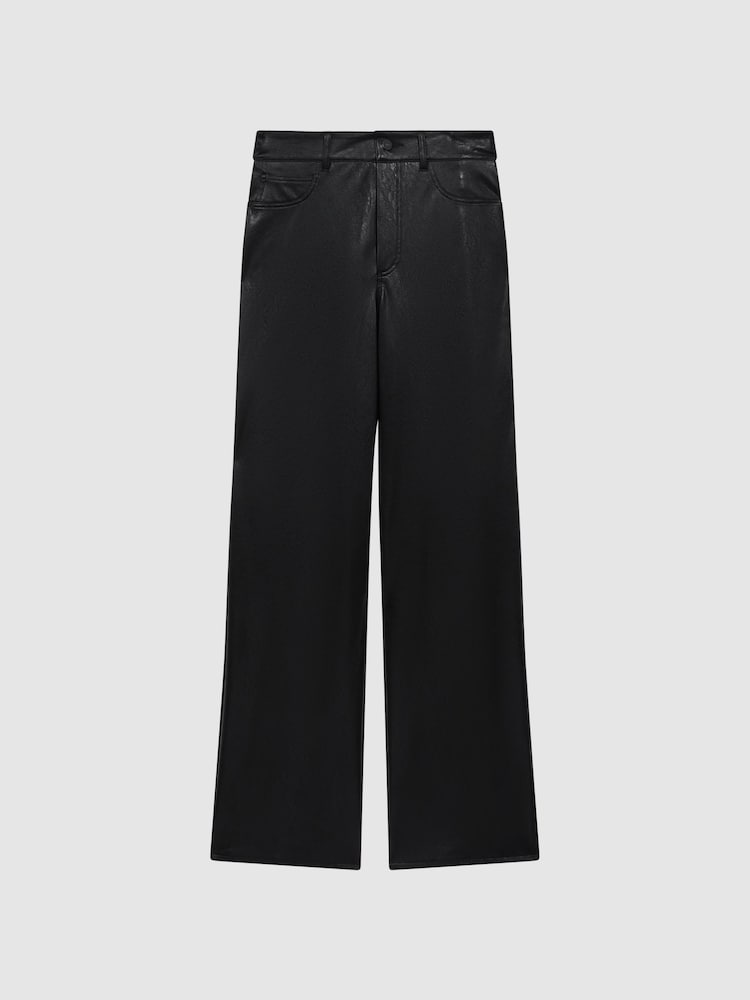 Paige High Rise Leather-Look Wide Leg Jeans - Image 2 of 6