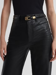 Paige High Rise Leather-Look Wide Leg Jeans - Image 4 of 6