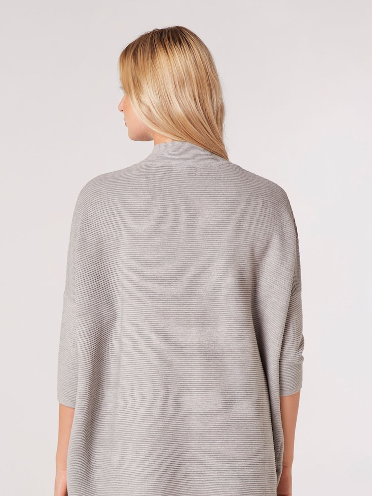 Apricot Silver Ribbed Oversized Mock Neck Jumper - Image 2 of 4