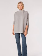 Apricot Silver Ribbed Oversized Mock Neck Jumper - Image 3 of 4