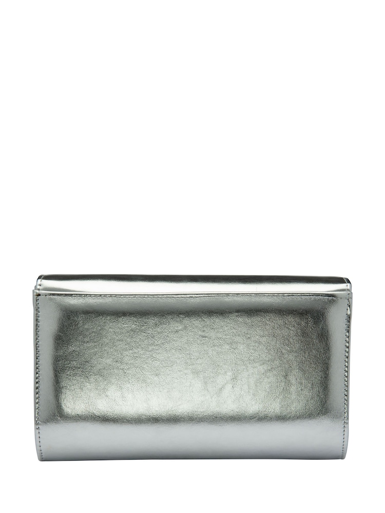 Ravel Silver Clutch Bag with Chain - Image 2 of 4