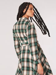 Apricot Green Check Fit + Flare Shirt Dress - Image 2 of 4